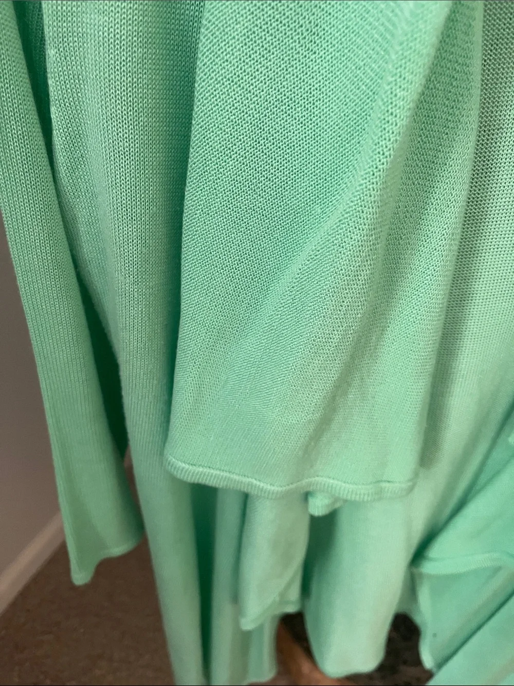 New York & Company Mint Open-Front Draped Cardigan
